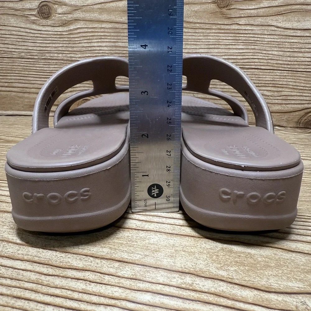 Crocs Monterey Metallic Wedge Shoes Sz 7 Slip On Comfort Cushion Sandals 207144‎